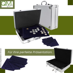 QMBasic Aluminium Münzkoffer mit 5 Münztableaus für 205 Münzen Münzenkoffer - Bild 1 von 18
