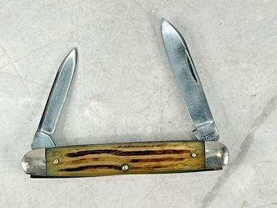 Vintage 1955 - 57 Queen Steel  2 Blade Pocket Knife Winterbottom Scales - 3.25" - Image 1 of 4