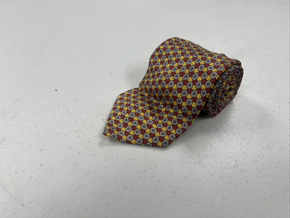 Corbata de cuello de seda floral amarilla Luciano Barberra para hombre $195 Foto 1 de 4