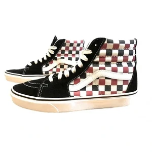 Vans Sk8-HI Zapatillas de Patín de Gamuza Negras/Rojas a Cuadros Zapatos Hombres Talla 7.5 Mujeres 9 - Imagen 1 de 9