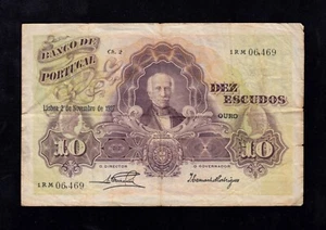F.C. PORTUGAL , 10 ESCUDOS 1927 , B/C+ ( F+ ) , P.121 . - Picture 1 of 2