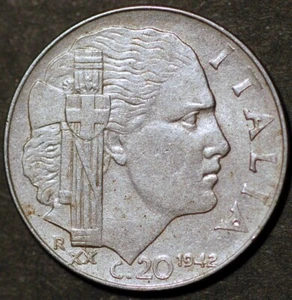 Italy 20 Centesimi 1942 Vittorio Emanuele III KM# 75 - Picture 1 of 2