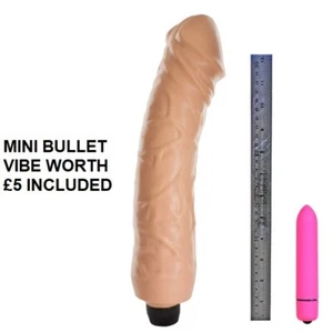 King Kong Huge 14 Inch Flesh Vibrator Vaginal/Anal Vibe Sex Toy + BULLET - Picture 1 of 2