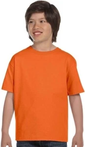 Youth Hanes Beefy-T T-Shirt 5384 Orange Cotton Casual Short Sleeve Shirt Size S - Picture 1 of 4