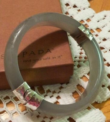 Brazalete Brazalete Silpada Plata de Ley 925 Grabado Gris Resina Rollo B2186 Foto 1 de 4