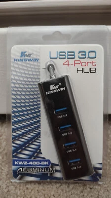 Kingwin KWZ-400-BK Black Aluminum 4-Port USB 3.0 Hub Look! - Image 1 of 4