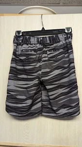 Puma Board Shorts Gray Black Camo Activewear Pockets Flat Front Quick Dry Boys 7 - Picture 1 of 8