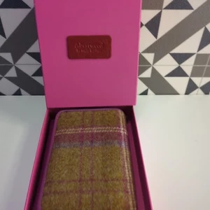 MALA Pink Brown Compact Multi Compartment Leather Abertweed Wool Purse Wallet - Picture 1 of 9