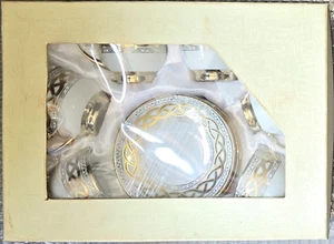 Fine China Espresso Cups with Saucers, Set Of Six, Gold Or Silver. - Picture 1 of 4