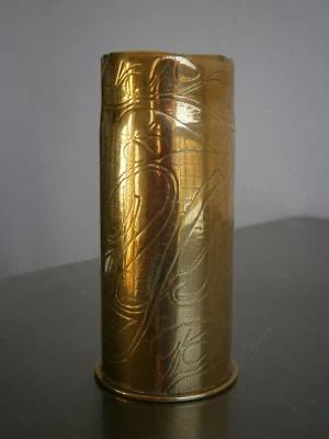 Souvenir Yser WW1 Art Tranchée 14-18 Cuivre gravé déco Militaire Ancien N°2 - Photo 1/4