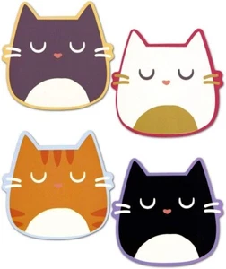 Feline Fine Cat 4er Set Untersetzer, Schwarz Weiß Ingwer Orange Katze Cartoon - Bild 1 von 2