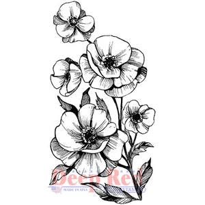 Deep Red Stamps Poppies Rubber Cling Stamp - Picture 1 of 6