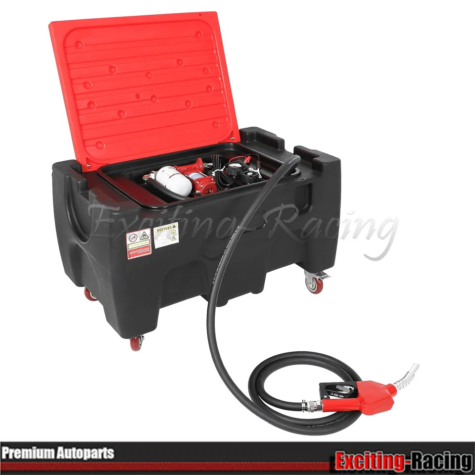 EXCITING-RACING Black Portable Gasoline Diesel Fuel Tank with 12V Electric Fuel Pump 40 Gallon