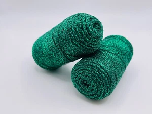 LOT of 2 Mini Metallic Braid Green Brillante 80271 Ice Yarns No Labels 2x10gr82y - Picture 1 of 7