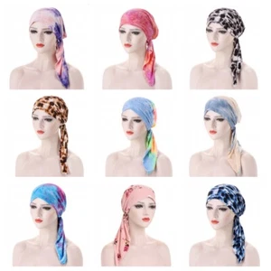 Women Animal Leopard Zebra Hat Turban Hairwrap Headband Scarf Flower Cap - Picture 1 of 25