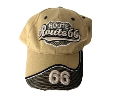 Gorra para hombre Route 66 - Bordada - Correa ajustable - Gorra estilo béisbol - Tostada Foto 1 de 3