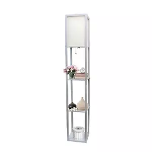 Simple Designs LF1014-GRY Etagere Organizer Storage Shelf Linen Shade Floor L... - Picture 1 of 7