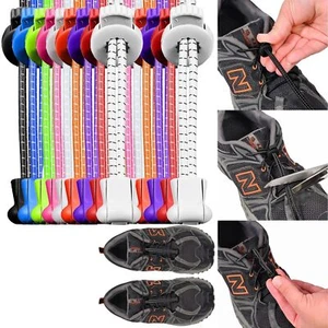 Cordones sin ataduras con bloqueo elástico Cordones para zapatos Correr Correr Correr Gimnasio Tenis Entrenador - Imagen 1 de 20