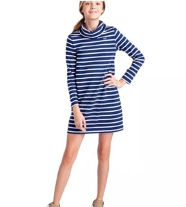 GIRLS XL(SIZE 16) NAVY BLUE & WHITE STRIPE VINEYARD VINES COWL NECK DRESS - Picture 1 of 8