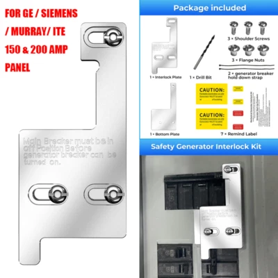 Generator Interlock Kit For GE Siemens Murray ITE 150 200 Amp Panel - Image 1 of 4
