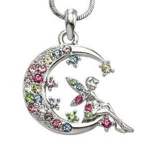 Multicolor Fairy Necklace Crescent Moon Pendant Fashion Charm Women Teens Girls - Picture 1 of 1
