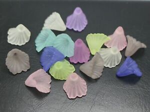 200 Mixed Color Frosted Acrylic Lily Bell Flower Beads Cap 10X12mm Flower Jewelr