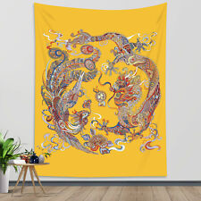 Chinese Loong Folk Art Wall Hanging door curtain Batik Tapestry-Dragon 51"x36"