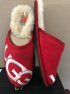 NIB NEW Men's Ugg Scuff Logo Slippers Red Suede Size 10