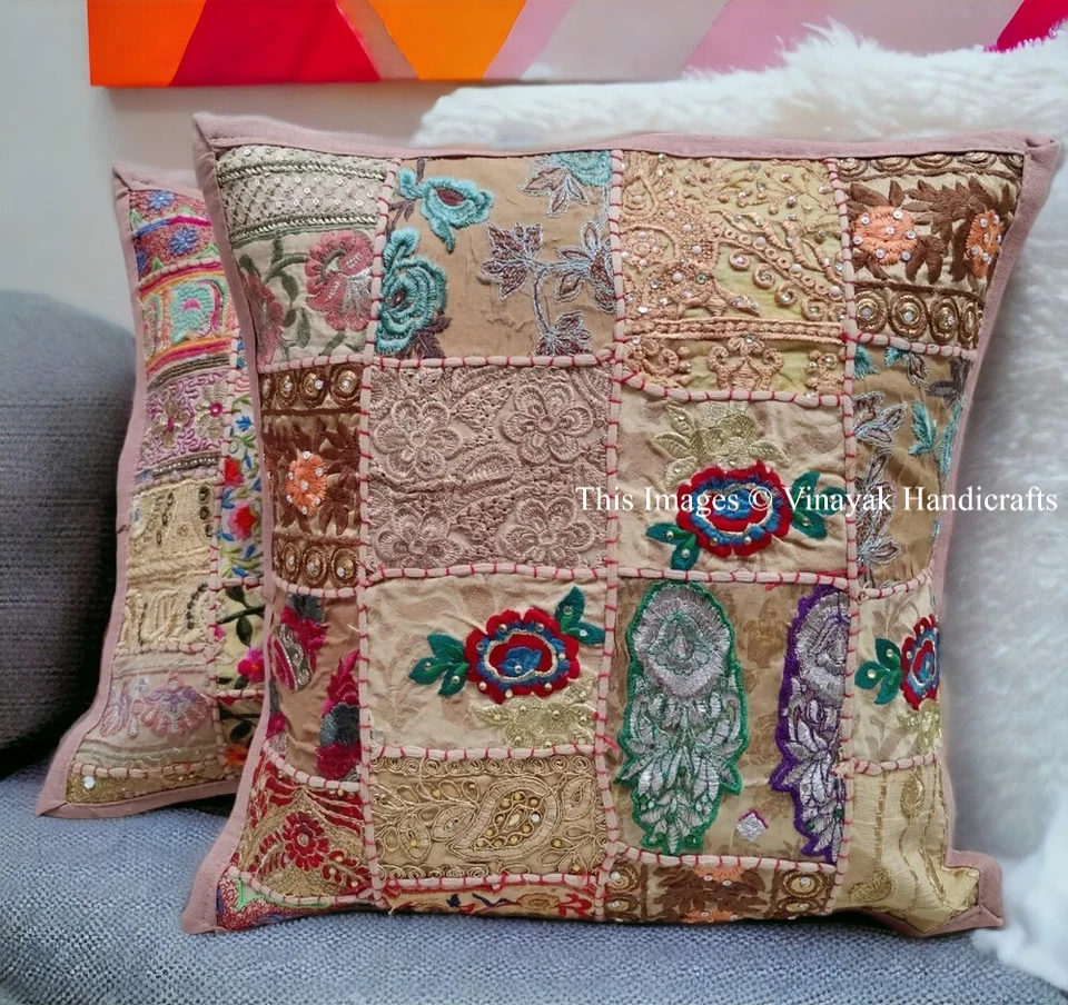 Fundas de cojín/almohada decorativas bordadas Khambadia de 16" de 2 piezas Foto 1 de 1