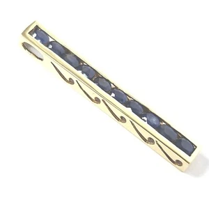 9ct Gold Sapphire Pendant Rectangular UK Hallmarked 43mm Long 6mm Wide 3.4g - Picture 1 of 17