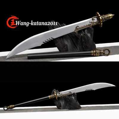 46" Removable Chinese Kung Fu Sword Sharp Broadsword Dragon Dao Manganese Steel - Image 1 of 4