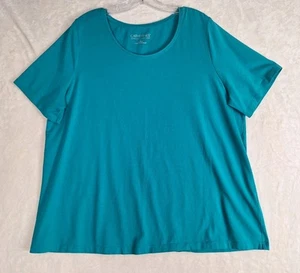 T-shirt manica corta Catherines Plus 0X Top verde acqua 14 16 collezione Suprema - Foto 1 di 9