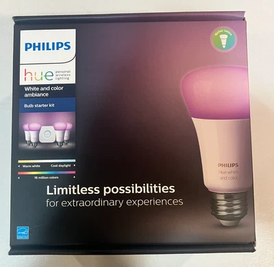 Philips Hue White and Color Ambiance LED Smart Light Starter Kit A19 - 4 Bulbs - Image 1 of 3