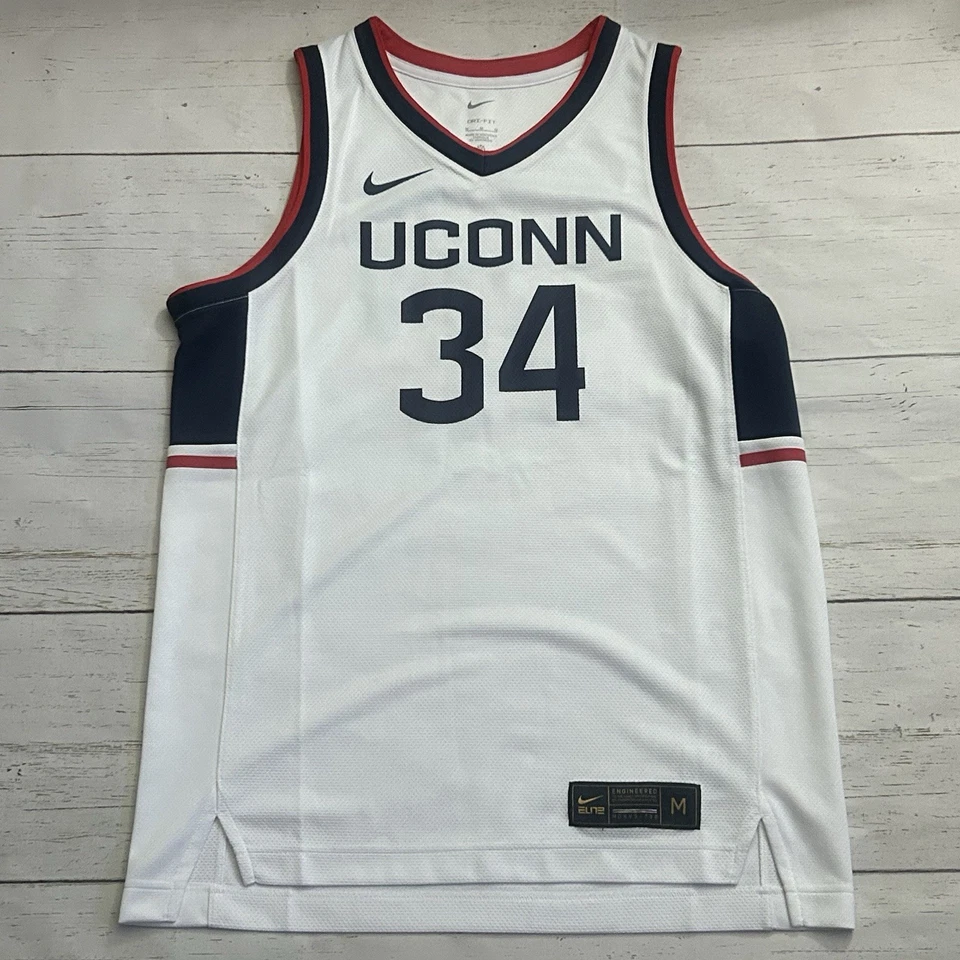 Nike UCONN Huskies #34 Men’s Replica Elite Basketball Jersey White Size Medium
