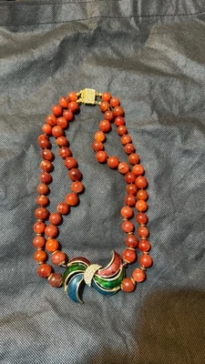 collana corniola smalto e zirconi - Immagine 1 di 4