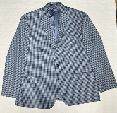 Chaps Sport Coat 46R Blue Black Check Plaid Blazer Jacket Casual Classic Preppy - Image 1 of 4