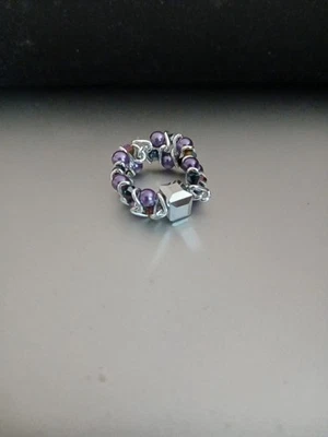 Красивый фиолетовый жемчуг эластичное кольцо - Изображение 1 из 3