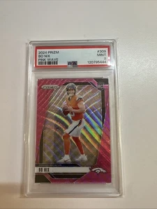 2024 Panini Prizm Football Bo Nix Pink Wave Prizm RC #309 PSA 9 Broncos Rookie - Bild 1 von 4