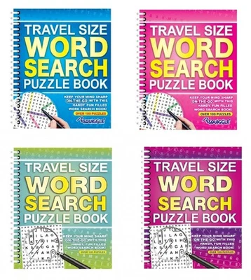 4 x Travel Size Word Search Books Pack of 4 – Spiral Bound Fun - Image 1 of 4