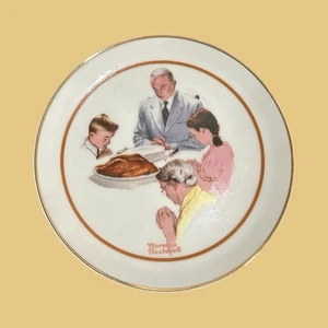 Norman Rockwell Thanksgiving Collector Plate Special Edition Porcelain Gold Rim - Picture 1 of 5