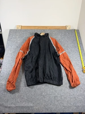 Harley Davidson Hi Vis Orange Black Reflective Hooded Rain Jacket Size XL - Image 1 of 4