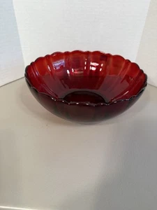 Vintage ARCOROC Ruby Red Glass Serving Bowl from France - Picture 1 of 6