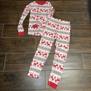 Hanna Andersson Christmas Pajamas Unisex Organic Cotton 150 Size 12 Reindeer - Picture 1 of 10