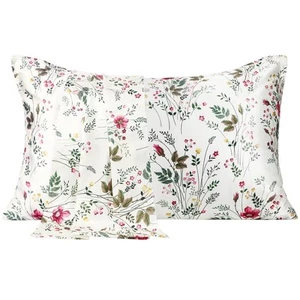 White Pink Floral Silk Satin Pillowcase Standard, Reversible Patterned Pillow... - Picture 1 of 8