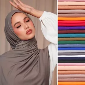 JERSEY SCARF Shawl Wrap Hijab Stretchy Big Large Plain Maxi JOBLOT Many Colours - Picture 1 of 47