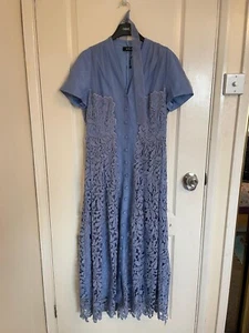 Lola Bright Blue Long Summer Dress Vintage Chiffon - Picture 1 of 4