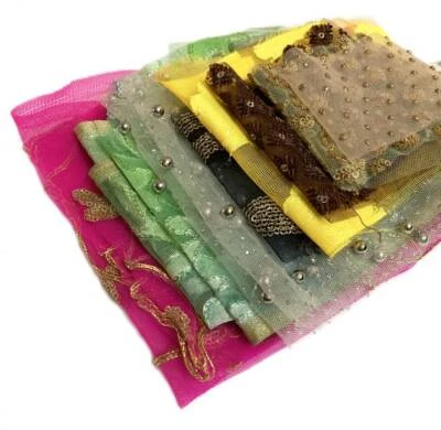 Embroidered Sheer Fabric Bundle - Mix Sheer Fabrics by weight - 100 gms - Image 1 of 4