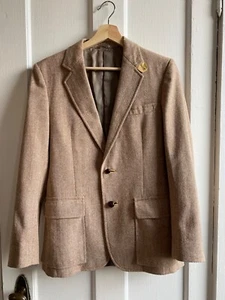 Vintage Wheat colored tailored Riding Jacket wool, tweed 90s - Picture 1 of 3