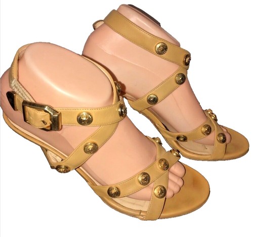 Décolleté retrò Versace Tribute vintage Medusa tacchi testa marroni 39 US 8 cinturino alla caviglia retrò