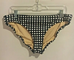 Women's J. Crew Grid Dot Blue White Bikini Swim Bottoms Size Medium Lined A1505 - Picture 1 of 4